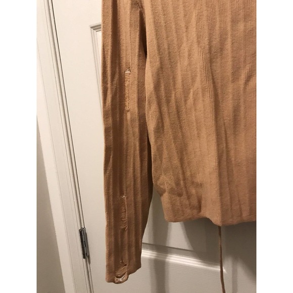 Sexy Distressed Sweater Plus 2X, Light Gold Mustard, Low Cut - Picture 8 of 16